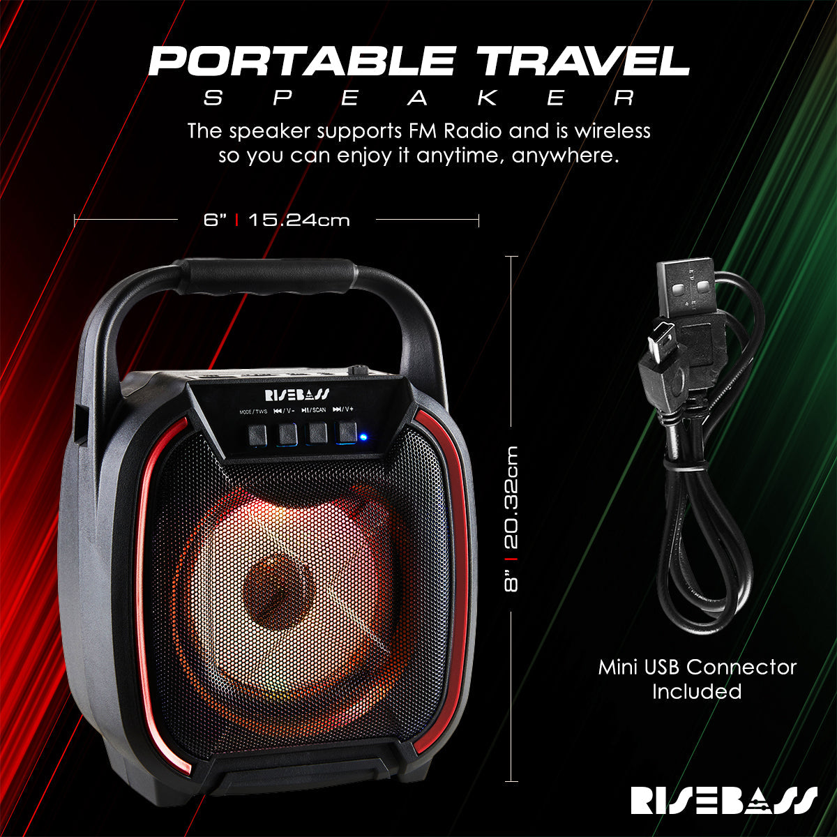 8-inch Wireless Bluetooth Speaker w/ TWS Function-2